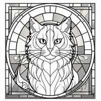 Stained Glass Cat Coloring Pages photo