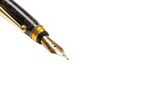 Closeup of the fountain pen isolated on transparent background, created with png