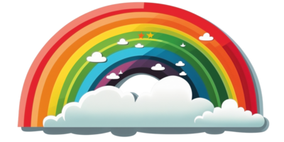 Cartoon style rainbow isolated on transparent background, created with generative AI png