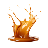 Caramel sauce splash isolated on transparent background, created with generative AI png