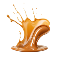 Caramel sauce splash isolated on transparent background, created with generative AI png