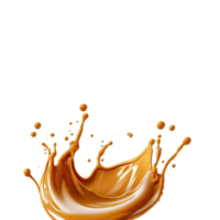 Caramel sauce splash isolated on transparent background, created with generative AI png