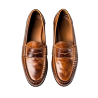 Brown leather male shoes isolated on transparent bacground, created with generative AI png