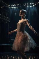 Elegant ballerina in dance pose, created with photo