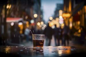 bebida en vaso por ventana, creado con generativo ai foto