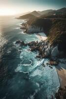 Aerial view at beautiful beach, created with photo