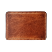 Blank brown leather label isolated on transparent background, created with generative AI png