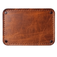 Blank brown leather label isolated on transparent background, created with generative AI png