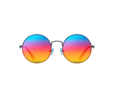 Color gradint vintage round sunglasses isolated on transparent background, created with generative AI png