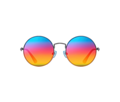 Color gradint vintage round sunglasses isolated on transparent background, created with generative AI png