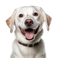 Very happy smiling dog portrait isolated on transparent background, created with generative AI png