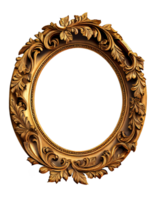 Antique gold picture frame isolated on transparent background, created with generative AI png