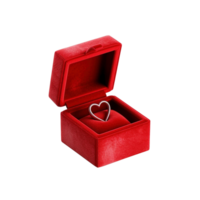 Red plush ring box isolated on transparent background, created with generative AI png