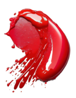 Red makup smear of lip gloss isolated on transparent background, created with generative AI png
