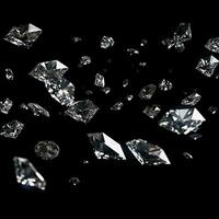 Falling diamonds on black background, created with generative AI photo