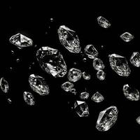 Falling diamonds on black background, created with generative AI photo