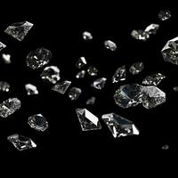 Falling diamonds on black background, created with generative AI photo