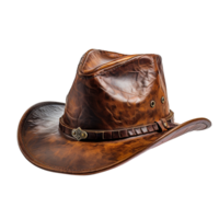 Brown leather cowboy hat isolated on transparent background, created with generative AI png