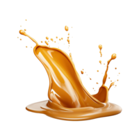 Caramel sauce splash isolated on transparent background, created with generative AI png