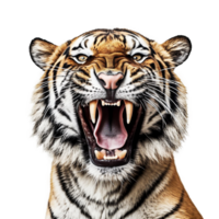 Roaring tiger isolated on transparent background, created with generative AI png