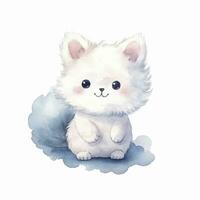 Cute kawaii animal cartoon character isolated on white background, created with generative AI photo