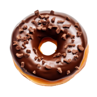 Chocolate donut isolated on transparent background, created with generative AI png