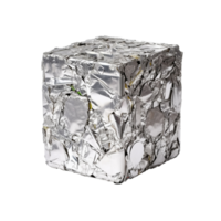 Aluminum cans waste in cube shape on transparent background, created with generative AI png