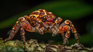 close up small spider on a tree branch, photo