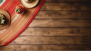 Cinco De Mayo Banner concept design with wood background, photo