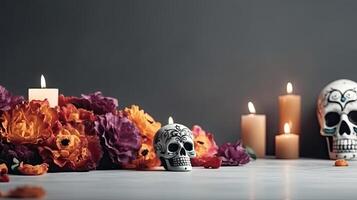 Day of the Dead Banner concept design with black background, photo