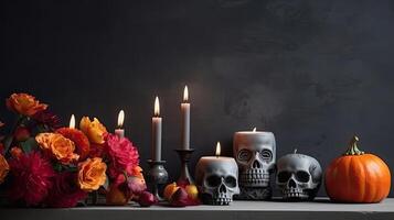 Day of the Dead Banner concept design with black background, photo
