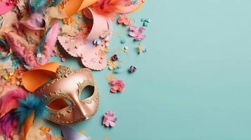 Perfect Concept Design background for Carnival banner with carnival masks and carnival ornaments, photo