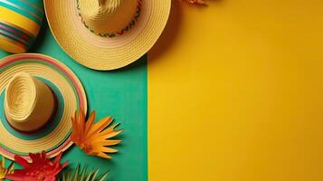 Cinco De Mayo banner concept design of Round hat ornament for banner background, photo
