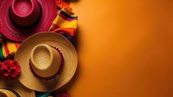 Top View Cinco De Mayo Banner on pastel background, photo