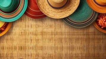 Cinco De Mayo banner concept design of Round hat ornament for banner background, AI Generative photo