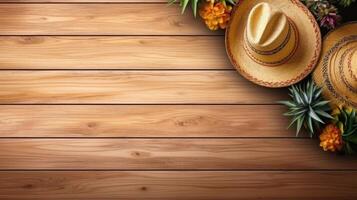 Cinco De Mayo Banner concept design with wood background, AI Generative photo