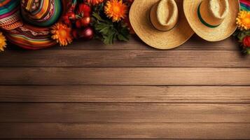 Cinco De Mayo Banner concept design with wood background, photo