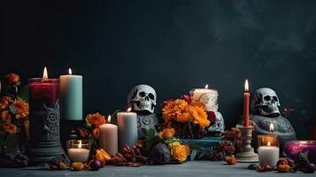 Day of the Dead Sale Banner background concept design with perfect ornament and view, AI Generative photo