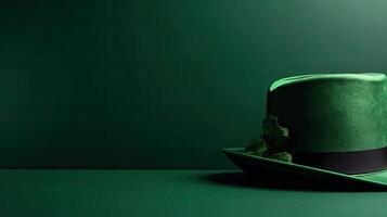 St Patrick's banner concept design of green hat for banner background, photo