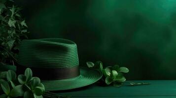 St Patrick's banner concept design with green pastel background, AI Generative photo