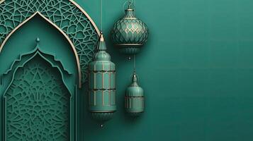 Ramadan lantern on pastel background for Ramadan banner concept design, photo
