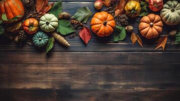 Top View background design of Thanksgiving day banner, photo