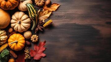 Top View background design of Thanksgiving day banner, photo