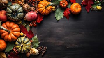 Top View background design of Thanksgiving day banner, photo