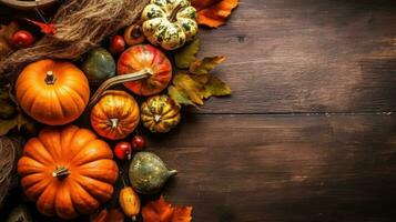 Thanksgiving Day for sale banner background with collection of pumpkins, AI Generative photo