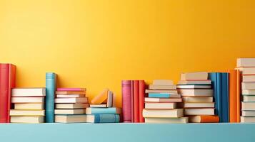 World Book Day with collection of stack of books on clean background for banner design, photo