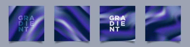 Set of Blue Neon Pop Gradient Card background templates. Navy, Purple, Blue, Teal gradient liquid in motion. Vector Illustration. Perfect backdrop and background for designs.