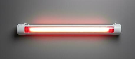 Photo of a red and white light on a black surface with empty space for text or design with copy space