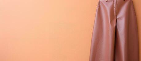 Photo of a pair of hanging pants on a wall with ample copy space with copy space