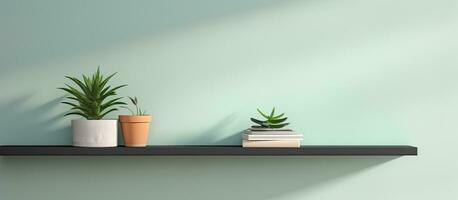 foto de Tres en conserva plantas sentado en un estante con Copiar espacio con Copiar espacio